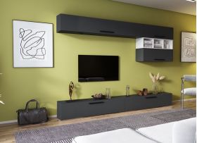Living Pati 134 - Mobila Sufragerie Gri Antracit + Alb