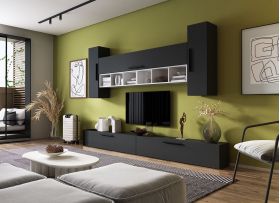 Living Pati 142 - Mobila Sufragerie Gri Antracit + Alb