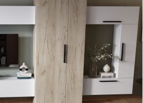 Living Pati 008 - Mobila Sufragerie Alb + Stejar