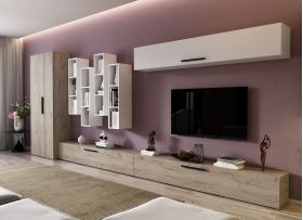 Living Pati 050 - Mobila Sufragerie Stejar + Alb