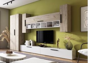 Living Pati 086 - Mobila Sufragerie Stejar + Alb