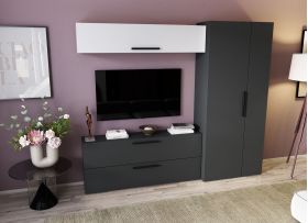 Living Pati 112 - Mobila Sufragerie Gri + Alb