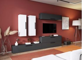 Living Pati 147 - Mobila Sufragerie Gri Antracit + Alb