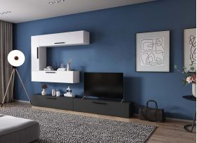 Living Pati 171 - Mobila Sufragerie Gri Antracit + Alb