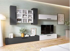 Living Pati 187 - Mobila Sufragerie Gri Antracit+ Alb