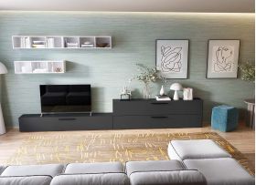 Living Pati 194 - Mobila Sufragerie Gri Antracit + Alb