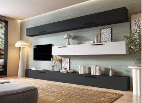 Living Pati 197 - Mobila Sufragerie Gri Antracit + Alb