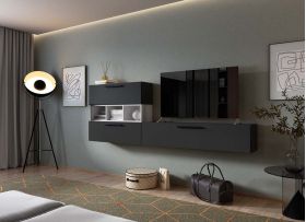 Living Pati 208- Mobila Sufragerie Gri Antracit + Alb