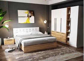 Set Mobila Dormitor Timea 6 piese Tapitat Alb
