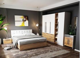 Set Mobila Dormitor Timea 7 piese Tapitat Alb
