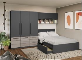 Set Mobila Dormitor Noce 3.05m cu pat incadrat