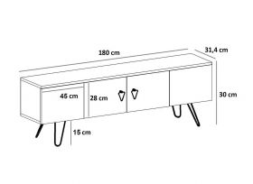 Comoda TV, Arnetti, Luxia, 180x30x31.4 cm, PAL, Alb/Auriu