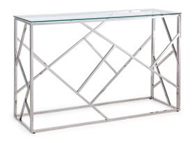 Consola Rayan, Bizzotto, 120 x 40 x 78 cm, inox/sticla temperata