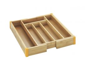 Organizator extensibil pentru tacamuri, Maximex, Bamboo, 35.7 x 5.1 x 25.7/38.5 cm, bambus, maro