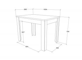 Masa bucatarie Zeta, Alb, 102 x 69 x 75 cm