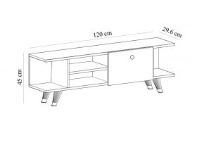 Comoda TV, Olivia, Idil, 120 x 45 x 29.6 cm, pal melaminat, stejar/alb