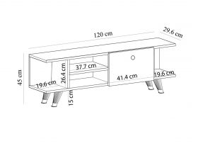 Comoda TV, Olivia, İdil, 120x45x29.6 cm, PAL, Nuc/Alb