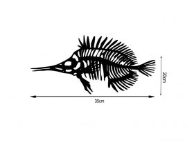 Decoratiune de perete, Fish, Metal, Dimensiune: 35 x 20 cm, Negru