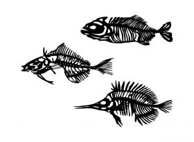 Decoratiune de perete, Fishes 3, Metal, 35 x 20 cm, 3 piese, Negru