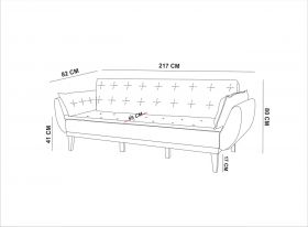 Canapea extensibila cu 3 locuri, Unique Design, 867UNQ1330, Lemn de carpen, Crem