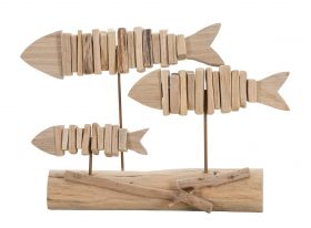 Decoratiune Fish Nature, Mauro Ferretti, 37x10x24 cm, lemn de tanoak, natural