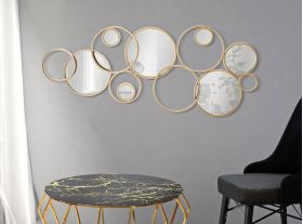 Decoratiune pentru perete, Mauro Ferretti, Mix Mirror, 123 x 4.5 x 51.5 cm, fier, auriu