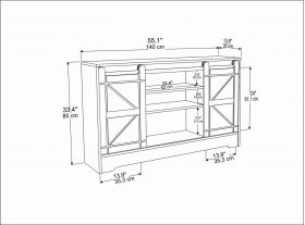 Comoda TV, Retricy, Ahris, 140x35x85 cm, PAL, Gri/Alb