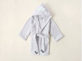 Halat de baie pentru copii, Irya Home, Wooly, Bumbac, Gri deschis