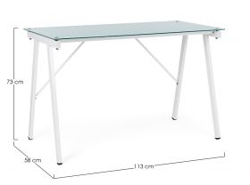 Birou Archimede, Bizzotto, 113 x 58 x 73 cm, otel/sticla temperata