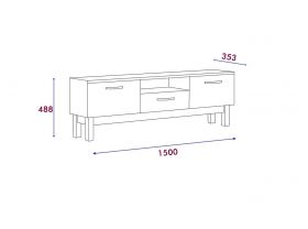 Comoda TV, Coraline, Suzi, 150x48.8x35.3 cm, Alb