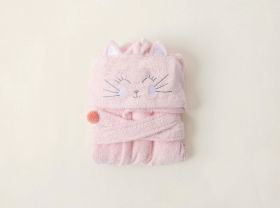 Halat de baie pentru copii, Irya Home, Kitty, Bumbac, Roz