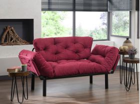 Canapea extensibilă cu 2 locuri, Futon, 859FTN1219, Metal, Maro