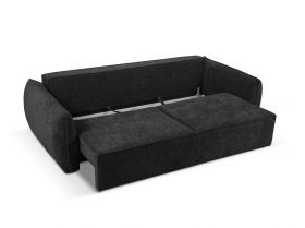 Canapea extensibila 3 locuri, Kaelle, Micadoni Home, BL, 244x97x91 cm, poliester chenille, negru