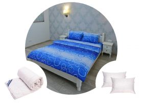 Pachet 1 Lenjerie de pat Ultrasleep XXL, bumbac 100%, cercuri + 1 pilota 200x220 + 2 perne 50x70