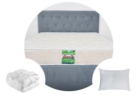 Pachet 1 Saltea ortopedica SomnART DORMA, cu arcuri, 90x200x20 cm + 1 Pilota matlasata 150x200 + 1 perna 50x70