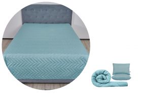 Pachet 1 Set SomnART gama Coral, Pilota 200x220 cm si 2 perne 50x70 cm + Cuvertura Microfibra, 210x240, Surf Spray