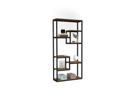 Biblioteca, Puqa Design, Emina 835PUQ3670, 85 x 182 x 29 cm, pal melaminat, nuc/negru