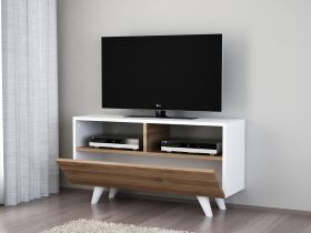 Comoda TV, Furny Home, Novella K3, 90 x 50.6 x 29.5 cm, pal melaminat, alb/nuc