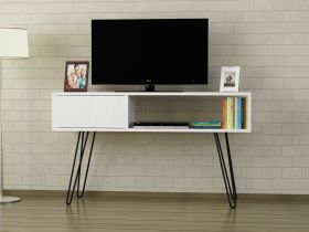 Comoda TV, Furny Home, Lara, 120x68.5x29.5 cm, Alb