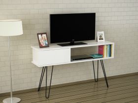 Comoda TV, Furny Home, Lara, 120x68.5x29.5 cm, Alb