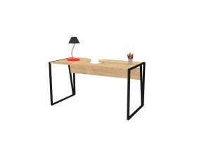 Birou, Puqa Design, Cunda, 140x74x70 cm, PAL, Safir / Negru