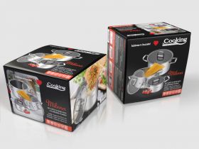 Set de gatit 6 piese, cu manere pliabile, Cooking by Heinner, Milena, inox, gri