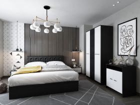 Set Mobila Dormitor Mario 3U 4 piese tapitat wenge