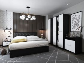 Set Mobila Dormitor Mario 3U 6 piese tapitat wenge