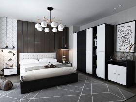 Set Mobila Dormitor Mario 4U 6 piese tapitat alb