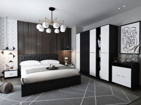 Set Mobila Dormitor Mario 4U 6 piese tapitat wenge