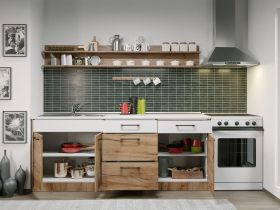 Set Mobila Bucatarie Gastro 200 Alb/Stejar - C22