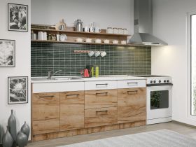 Set Mobila Bucatarie Gastro 200 Alb/Stejar - C22