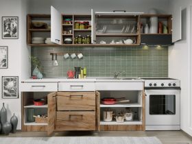 Set Mobila Bucatarie Gastro 260 Alb/Stejar - C03