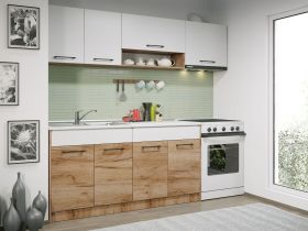 Set Mobila Bucatarie Gastro 220 Alb/Stejar - C06
